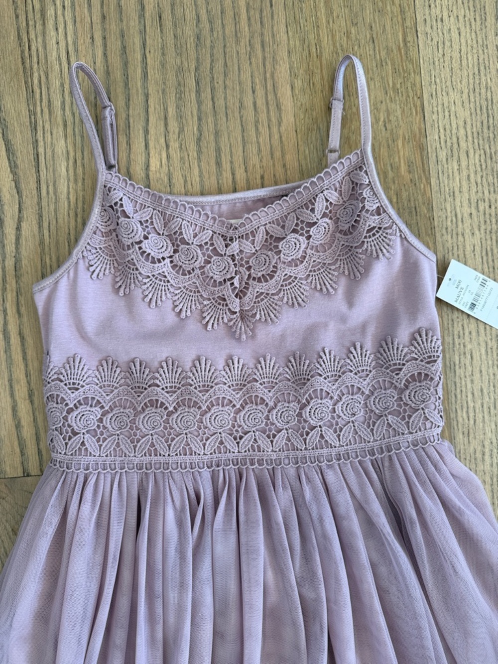 NWT Zhenzi Girls Light Mauve Lace Bodice Spaghetti Strap Dress Size Medium (8) - Picture 2 of 10